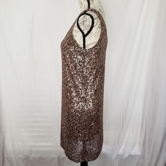Gibson Rose Gold Sequined Lined Party Dress - Picture 4 of 6